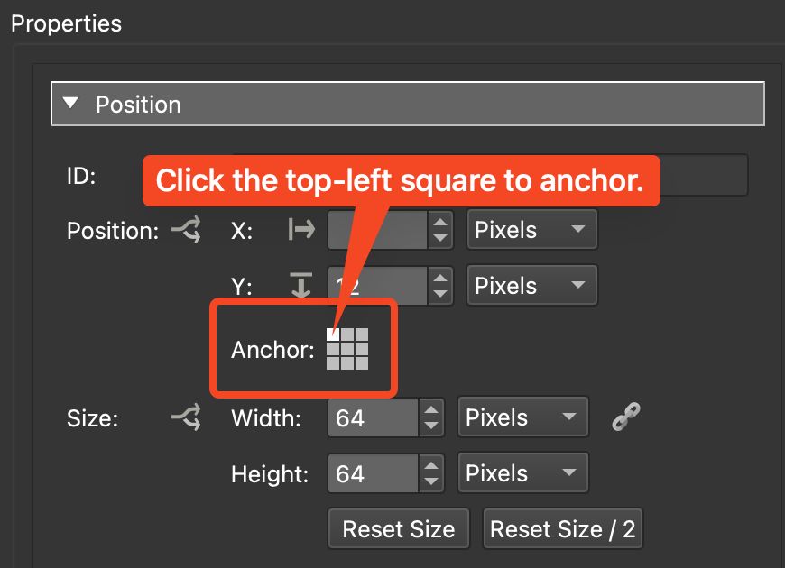 Anchor the buttons.
