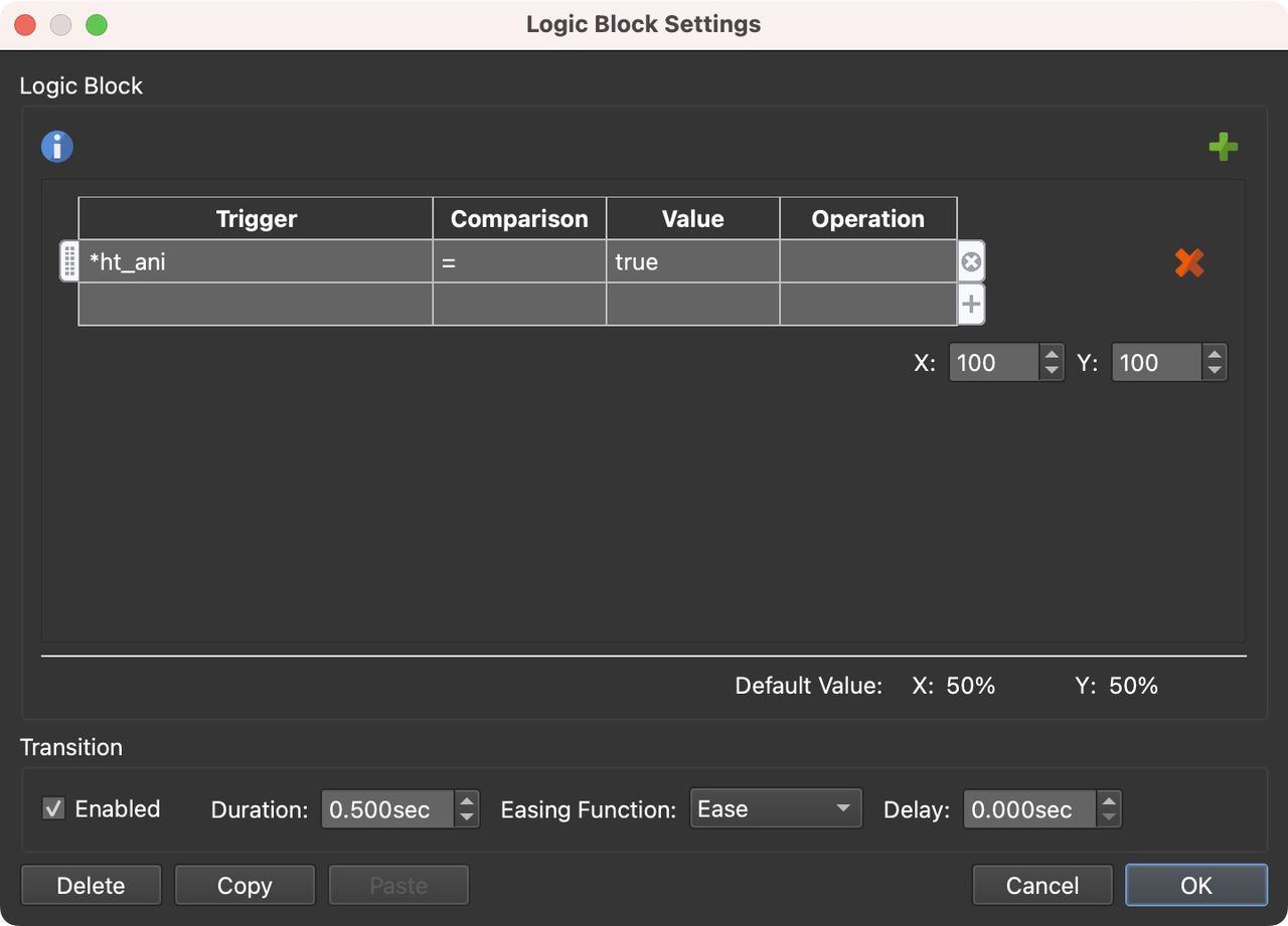 Scaling Logic Block with Transitions enabled.