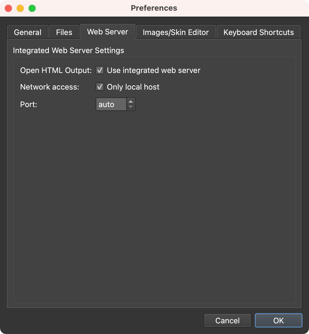 Web Server Tab