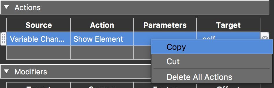 Copy the action.