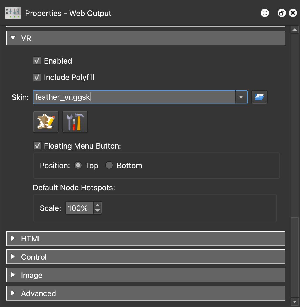 Add a VR skin for viewing in a VR headset.