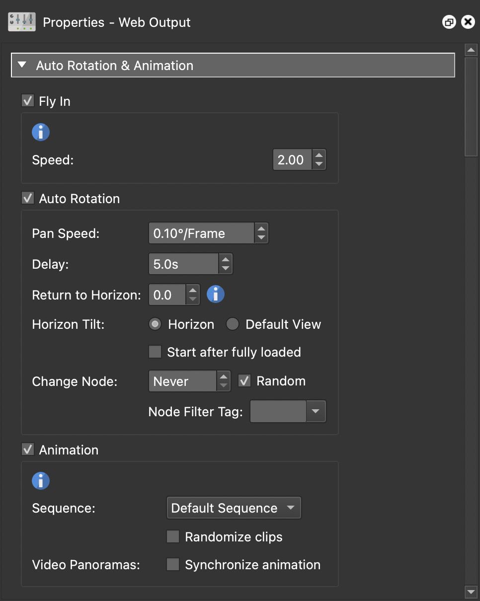 Autorotation and Animation Settings