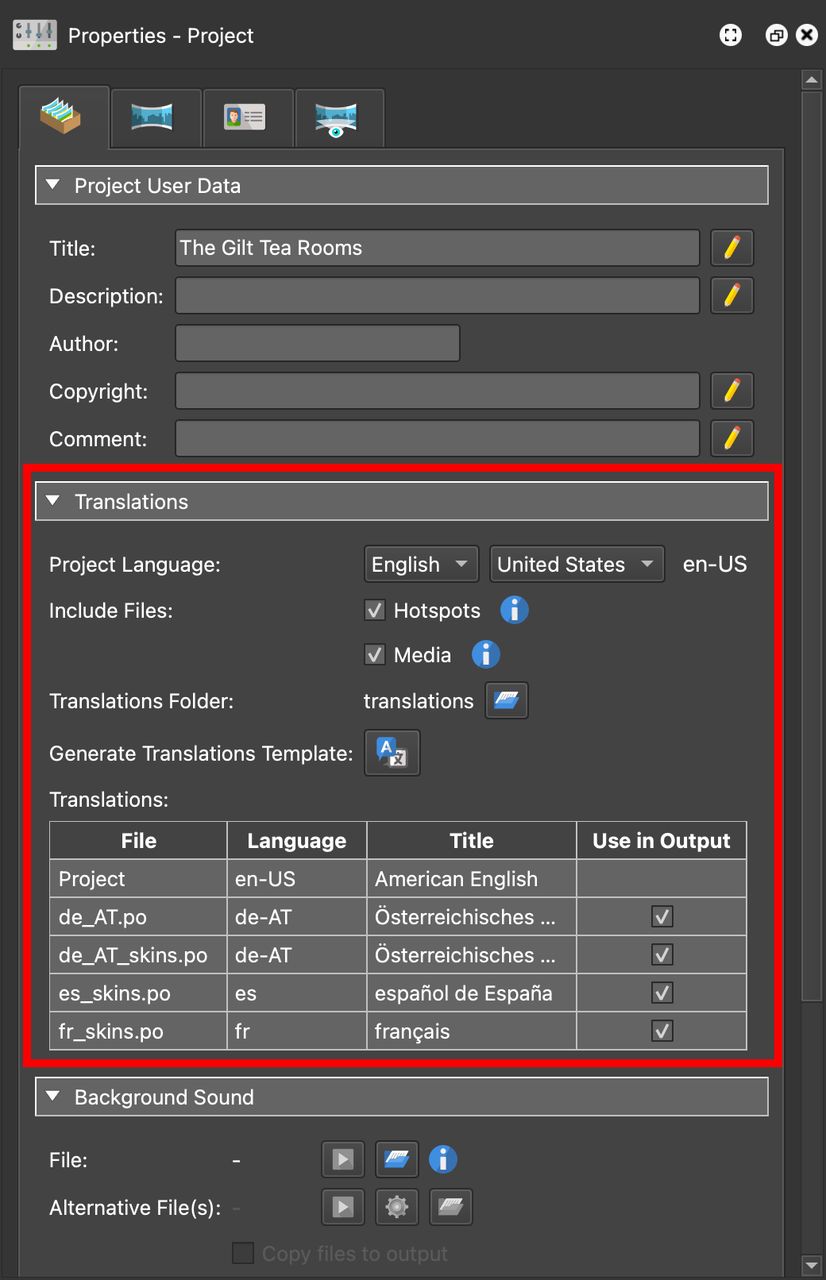Translation pane.