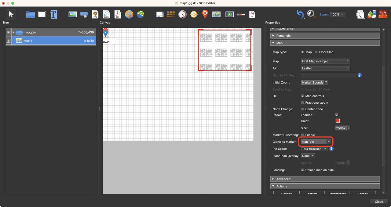 Map element settings.