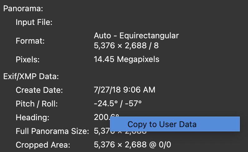 Right-click to copy to User Data