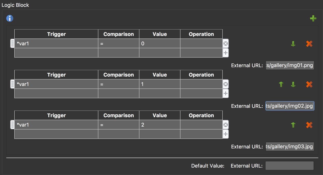 Logic Block to change the external image.