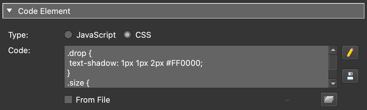 CSS added to the code element.
