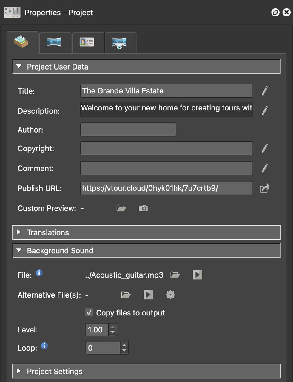 Project Background Properties