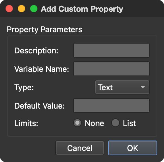 Custom Property dialog.