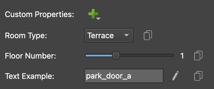 A sampling of the UI options for custom properties.