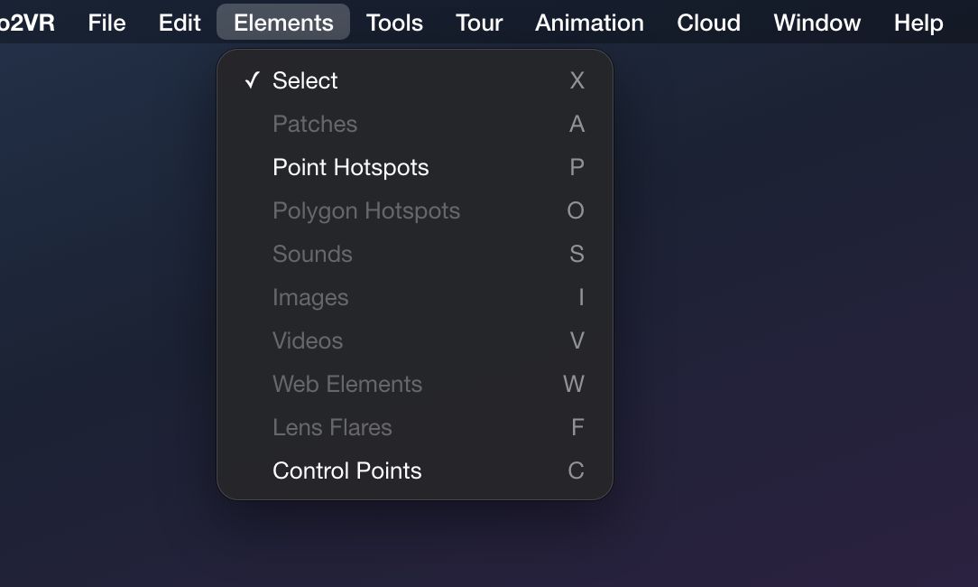 Elements Menu