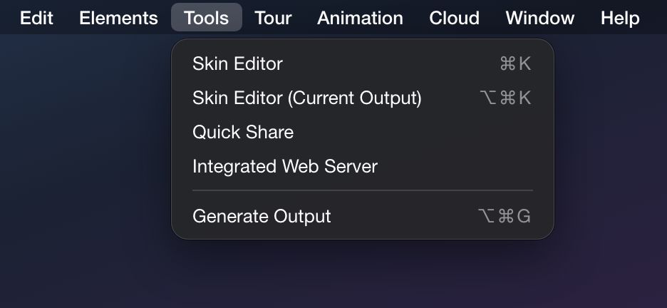Tools Menu