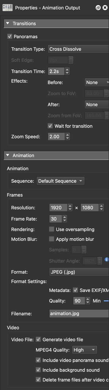 Transitions Settings