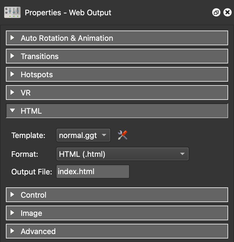 HTML Template Settings