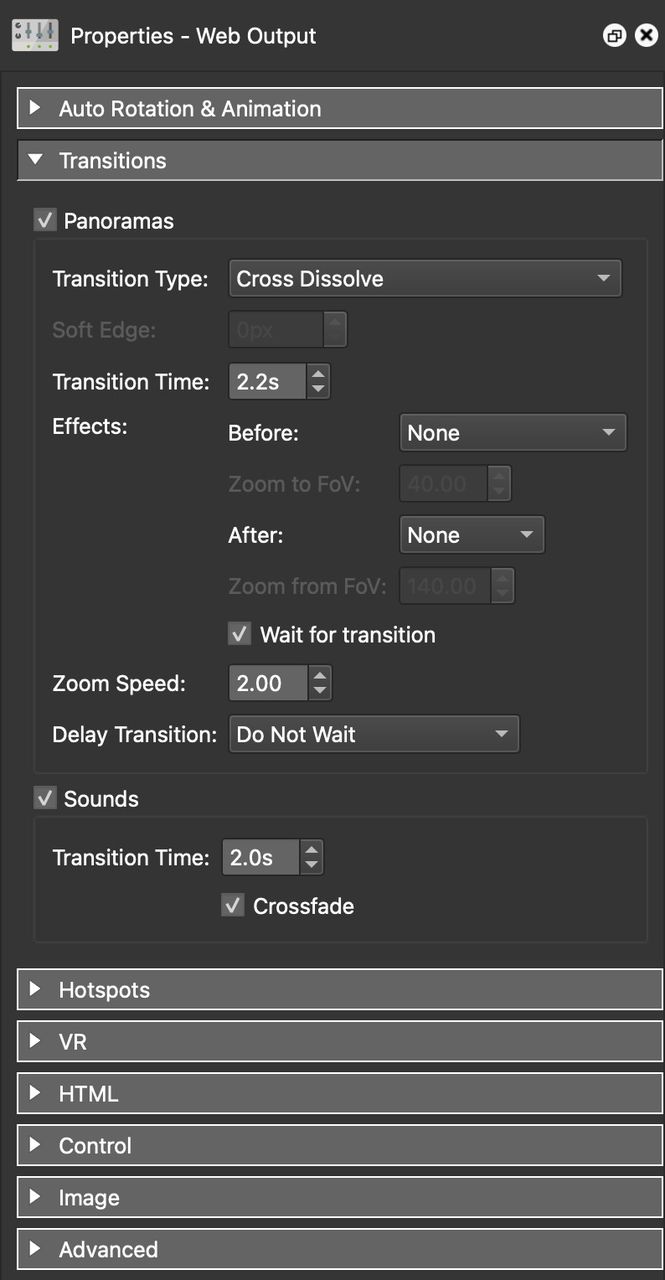 Transitions Settings