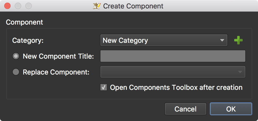 Create Component Dialog