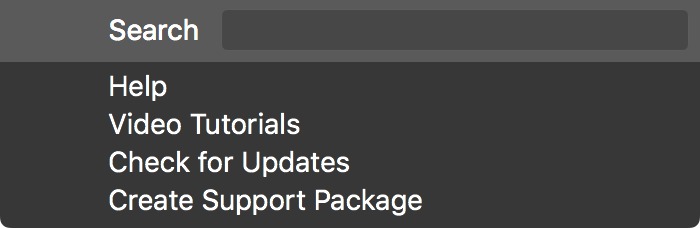 Help menu