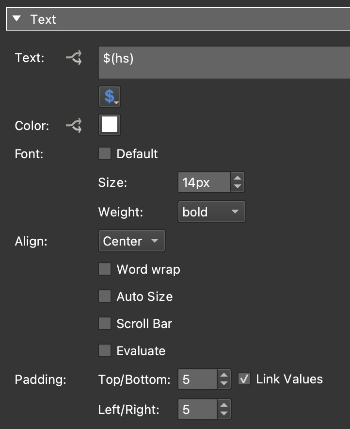 Text pane settings