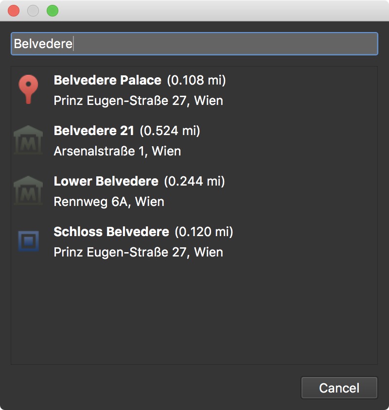 Add Place Dialog Add Place Dialog