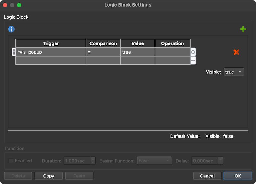Logic Block added for Visible attribute.