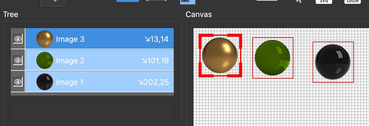 Select the loosely placed images.