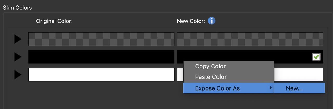 Right-click, choose Expose Color As.