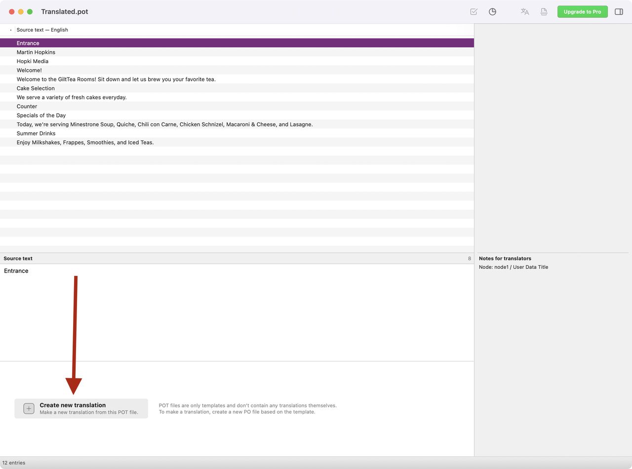 Create new translation