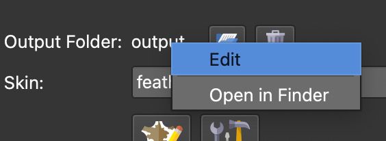 Output Folder name context menu