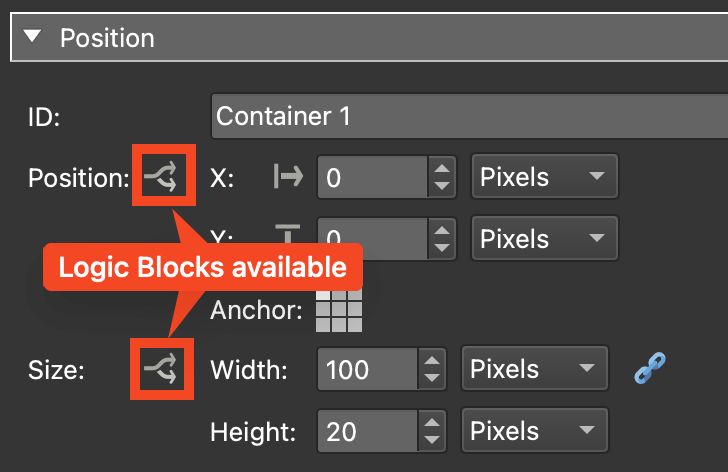 The icon for Logic Block. When a logic block is added, the icon will turn orange.