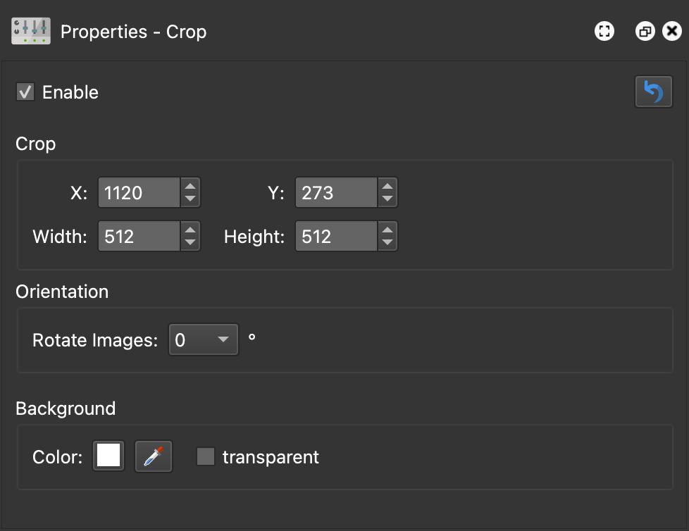 Crop settings.