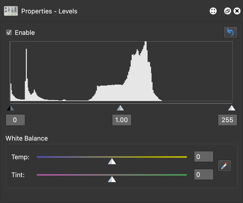 Levels settings.