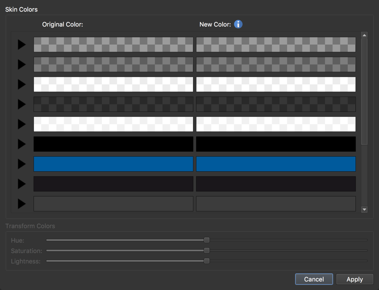 The Color Tool - colors of the simplex skin