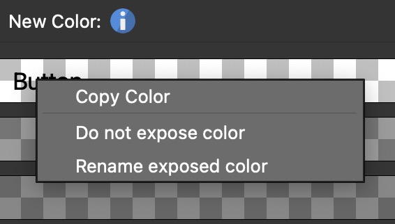 Menu when a color has been exposed Menu when a color has been exposed
