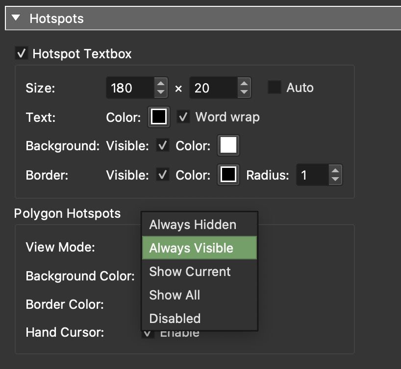Hotspot Settings in Web Output