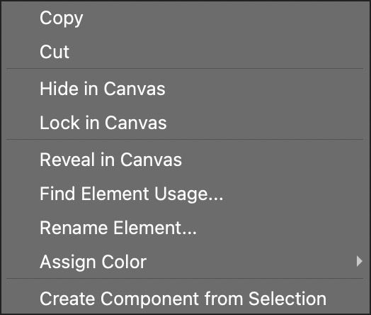 Right click any element in the Tree to open this context menu.
