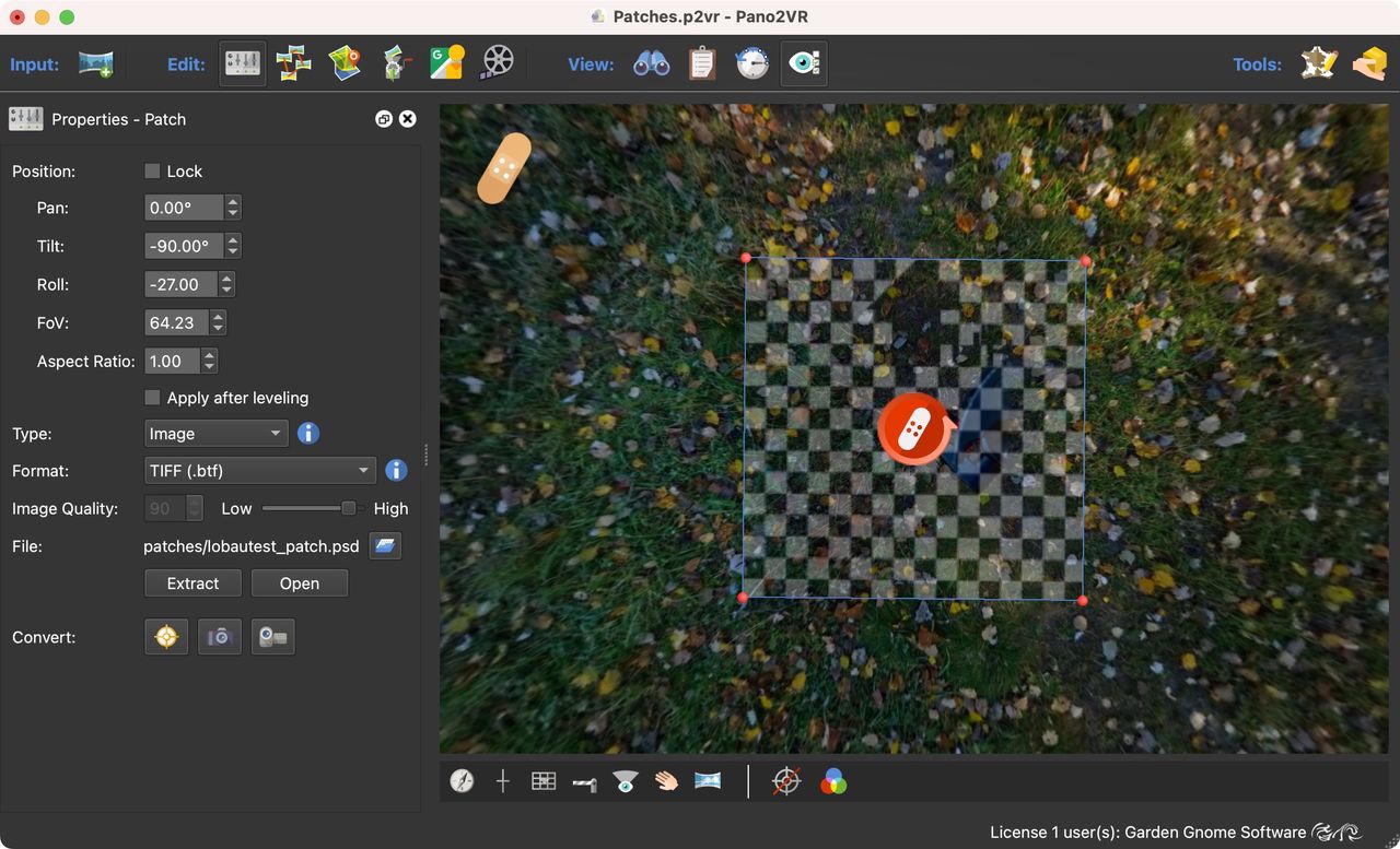 Patch is active and its properties open.
