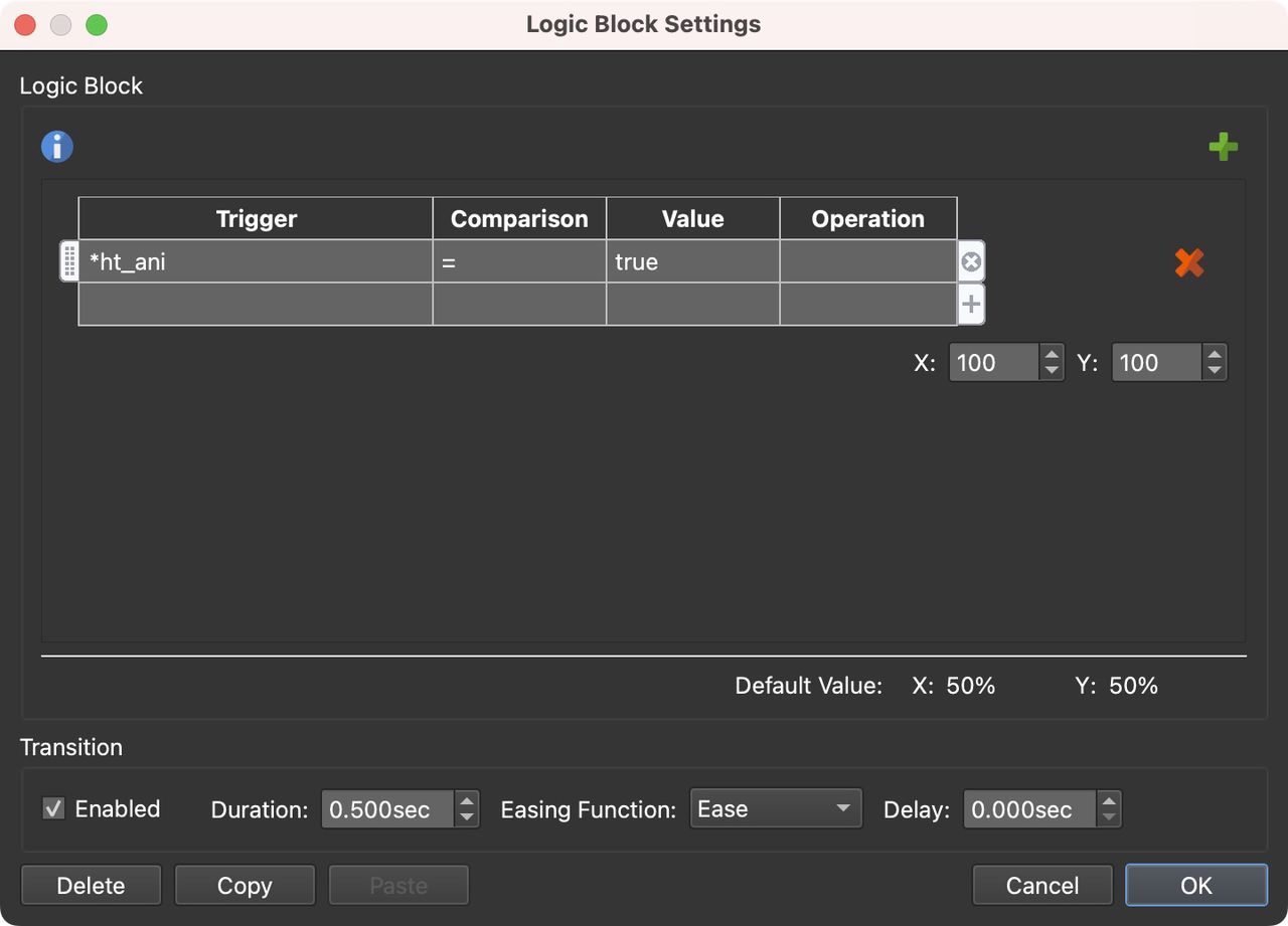 Scaling Logic Block with Transitions enabled.