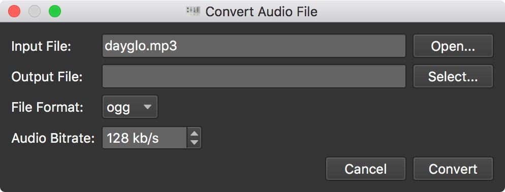 Convert Audio File dialog
