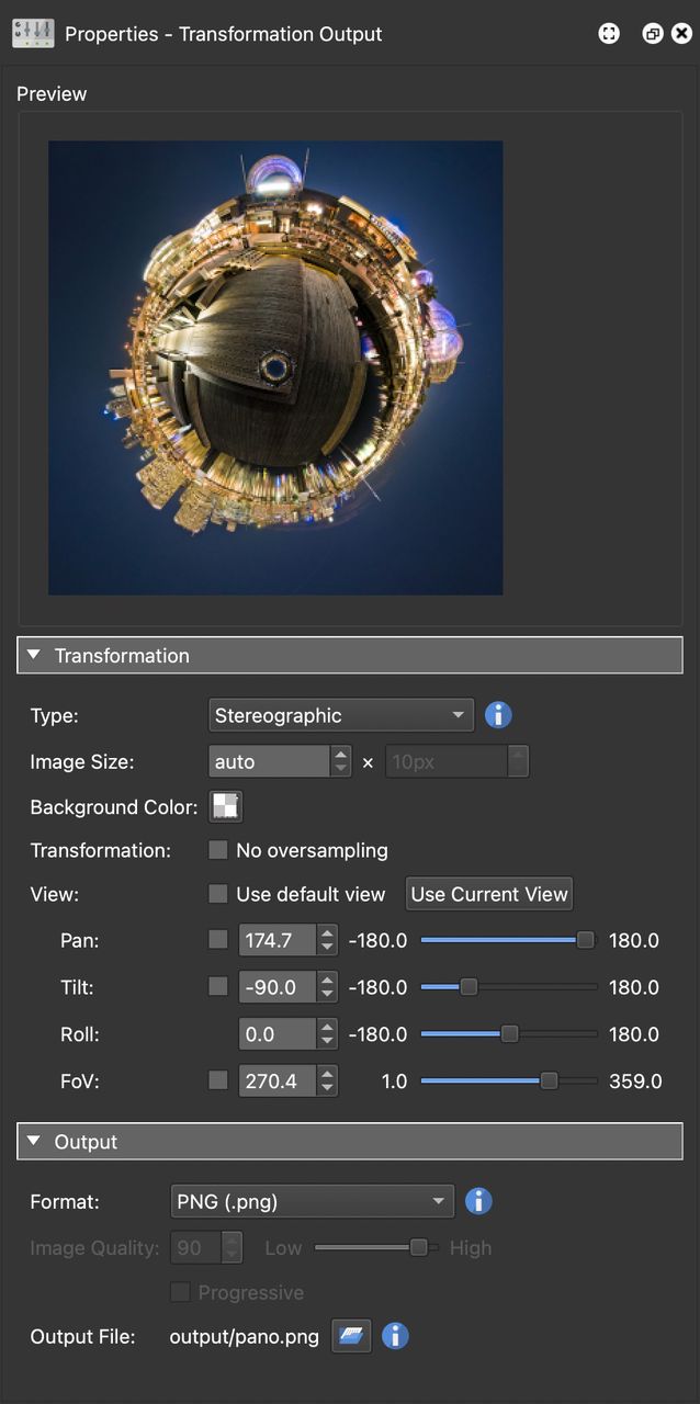 Transformation Output Properties
