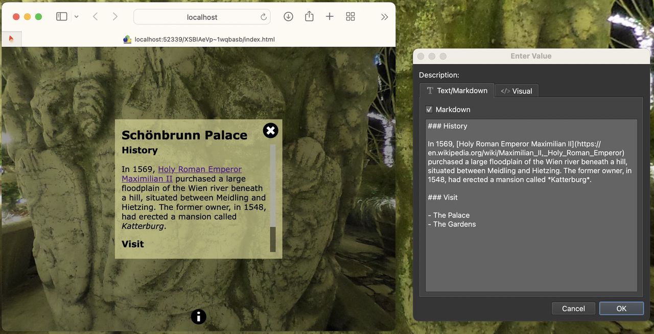 Markdown editor and the rendered text on output.