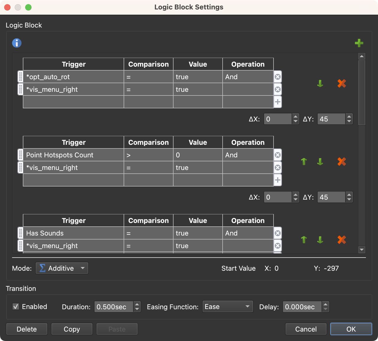Additive Mode in a Position logic block.