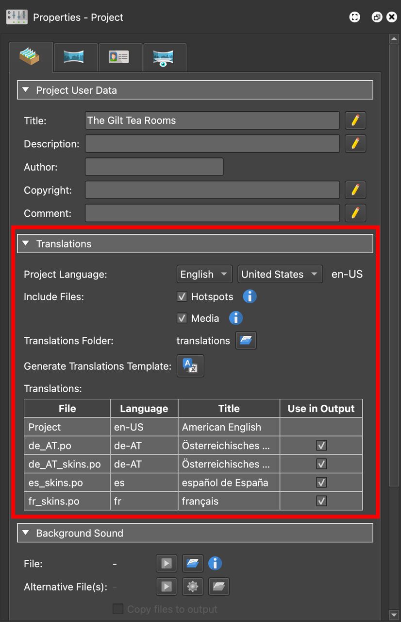 Translation pane.