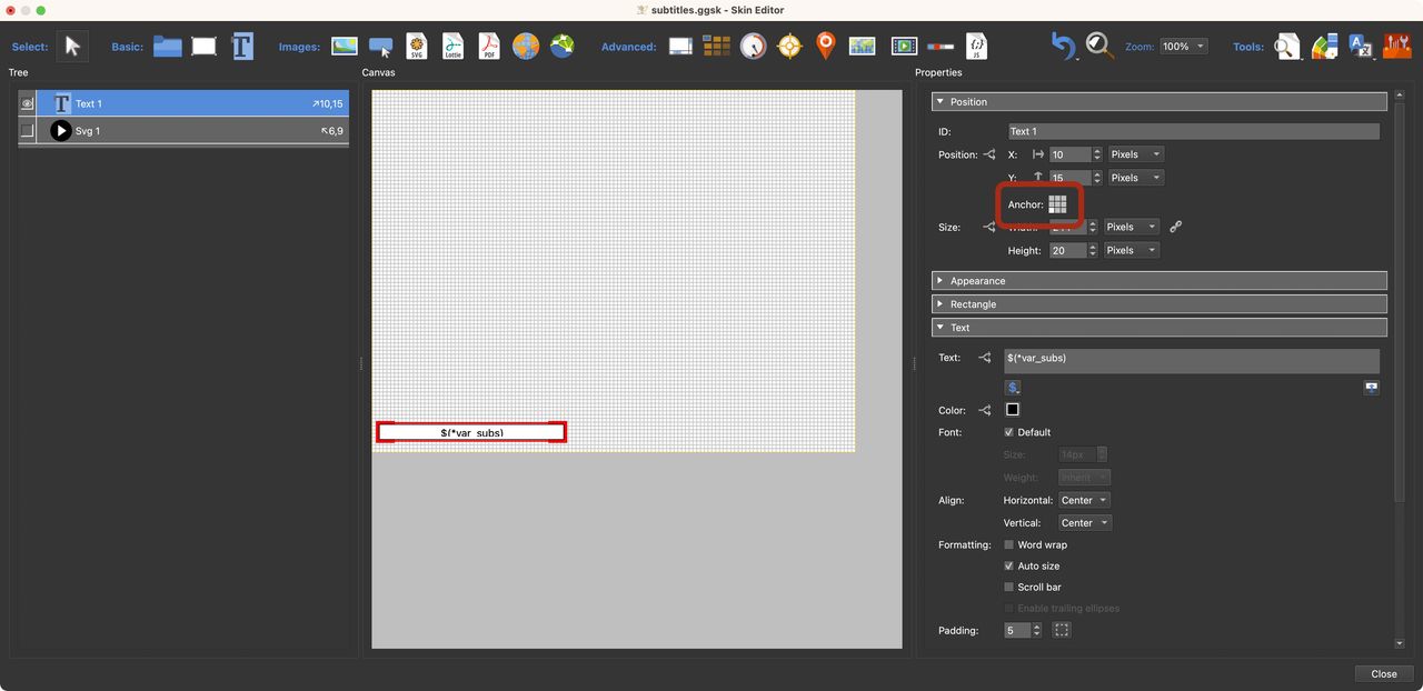 Text Box positioned and anchored to the lower, left corner.