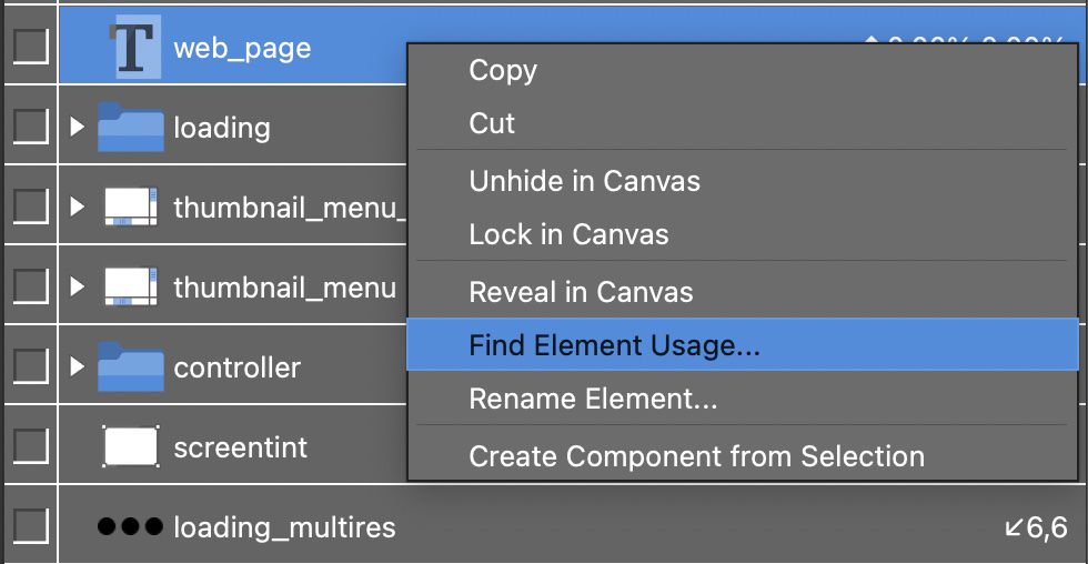 An element in the Tree and it’s context menu.