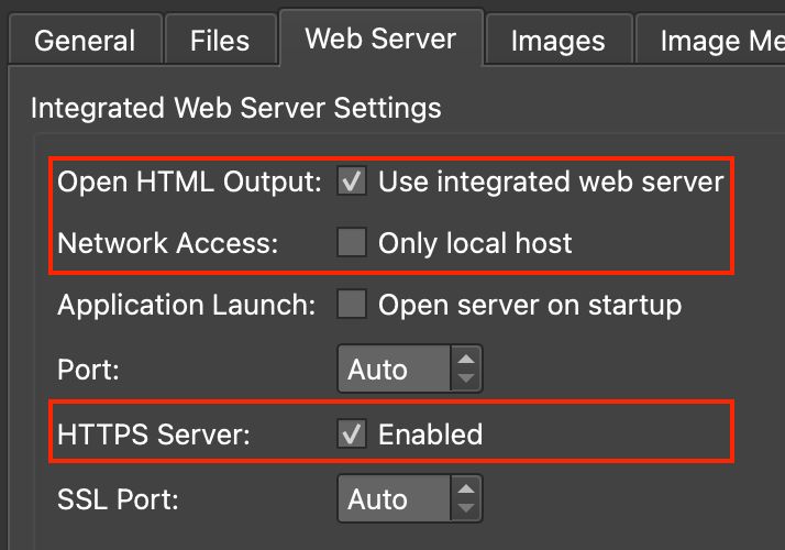 Web Server Settings