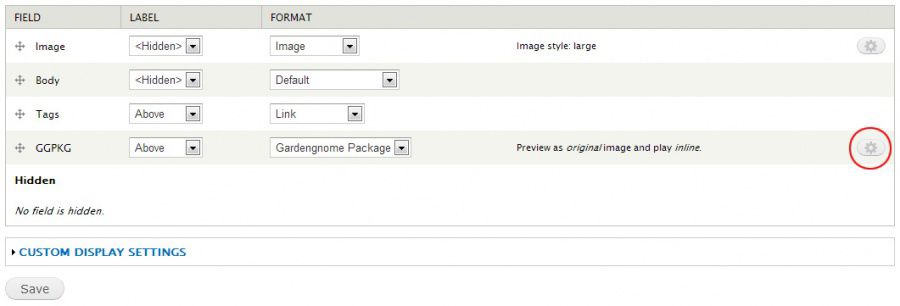Click gear icon to set the display settings.