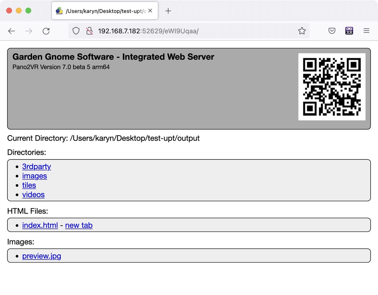 Projects on the local server.