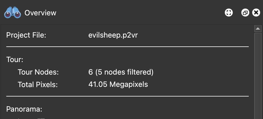 Tour Nodes filtered in Overview Panel