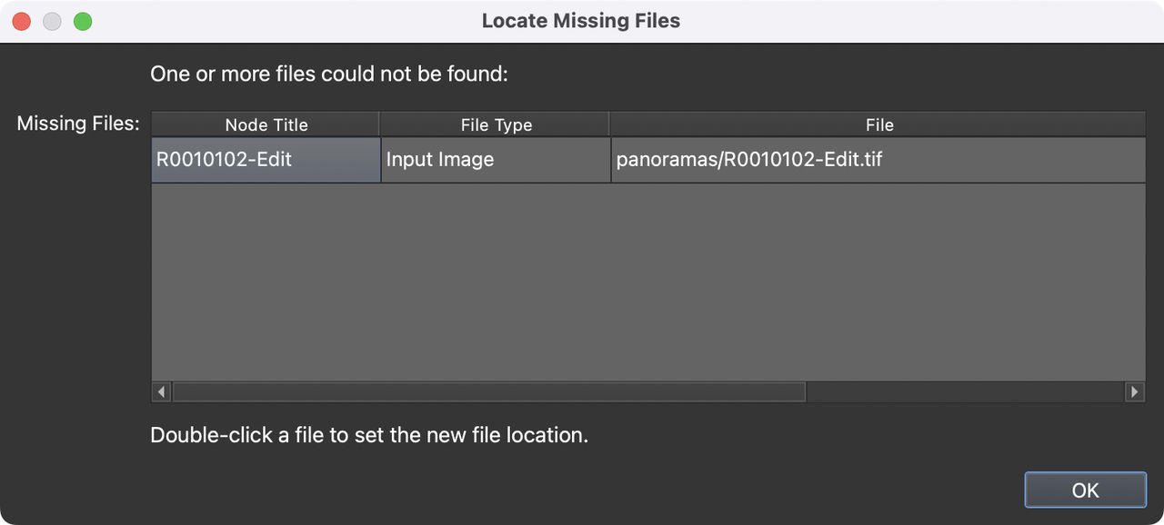Locate Missing Files window