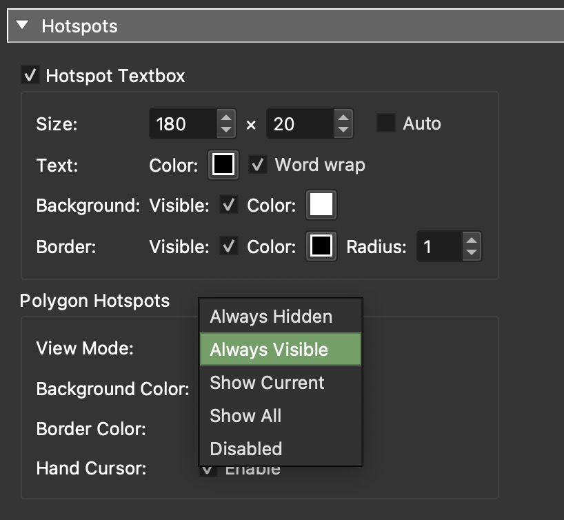 Hotspot Settings in Web Output